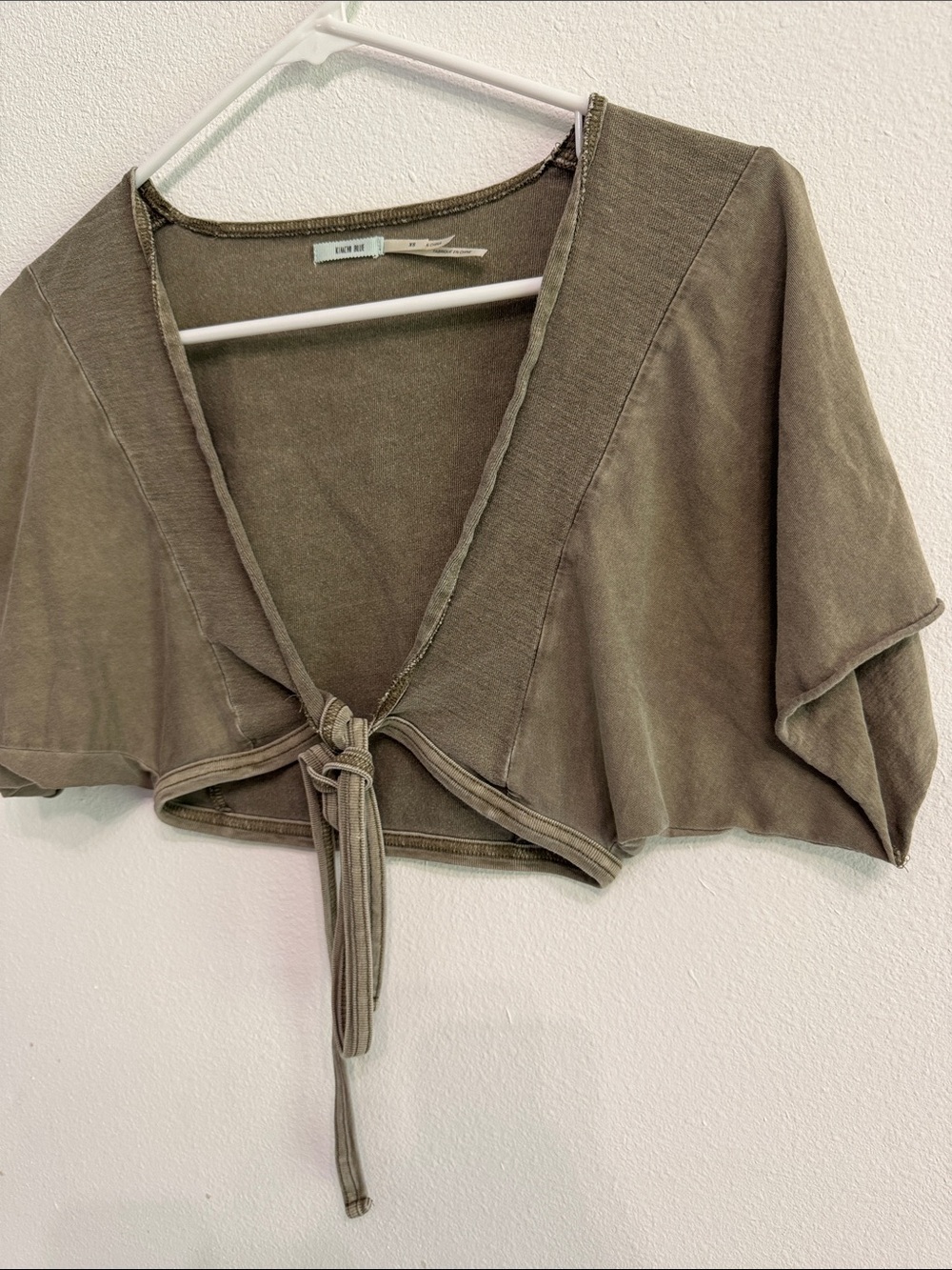 Earth Tone Tie-Front Cropped Top - shoulder Cover size XS